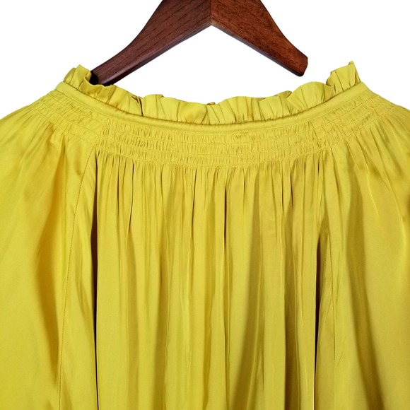 Chelsea & Theodore 3X Blouse Top Yellow Gold Long Sleeve Ruffle Neckline - Picture 4 of 11